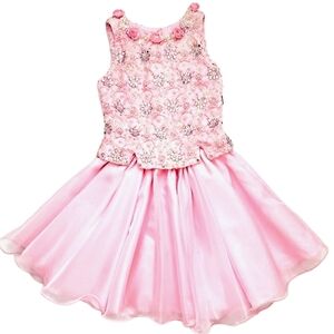 Custom Pink Chiffon Embroidered Rhinestone/Beaded Party/Pageant  2pc Dress